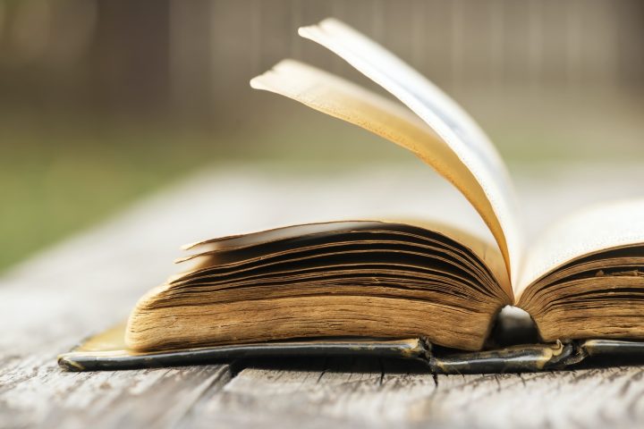 Old vintage opened holy bible book