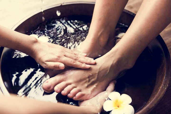 Closeup of a foot spa