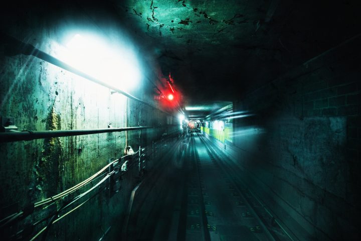 Dark underground tunnel.