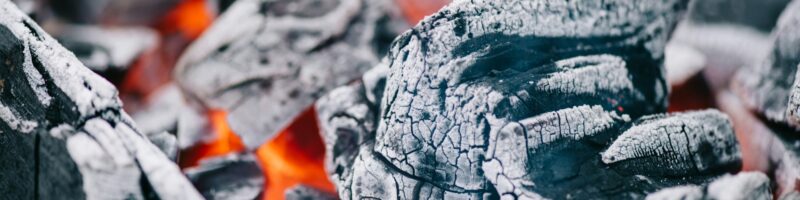 selective focus of hot burning coals in ash