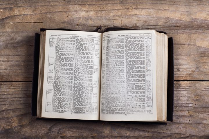 Bible on a wooden desk